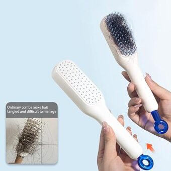 Magic Retractable Comb Self Cleaning Hair Brush Massage Anti-static Hair Smoothing Comb, Suitable for All Hair Types, Unisex (Random Color) - Image 4