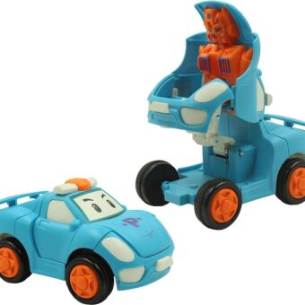 1 Pc - Pull Back Robot Car Toy - Push & Go Convert Robot Cars Toys For Kids Boys Girls Baby Babies Friction Powered Vehicle - Random Color