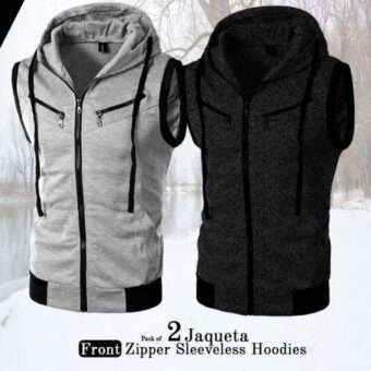 Pack of 2 Jaqueta Front Zipper Sleeveless Hoodies | 2 Pieces | New Jet Collection Upper