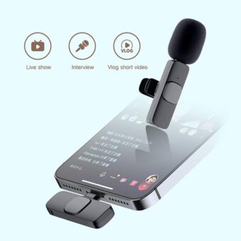 WIRELESS MIC K9 Dual Microphone Mic Plug & Play USB Type C Plug Wireless Lavalier Microphone - Image 5