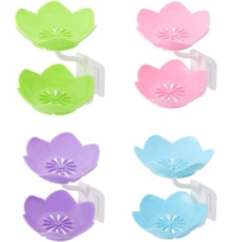 Multicolor Lotus Flower Soap Holder, Double Layer Wall-Mounted, No-Drill with Drainage, Quick-Dry Plastic Bathroom Organizer for Soap Storage, Soap Holder for Bathroom ( Random Color ) - 01 Stand - Image 6