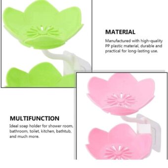 Multicolor Lotus Flower Soap Holder, Double Layer Wall-Mounted, No-Drill with Drainage, Quick-Dry Plastic Bathroom Organizer for Soap Storage, Soap Holder for Bathroom ( Random Color ) - 01 Stand - Image 5
