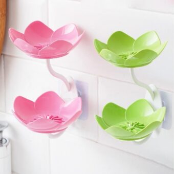 Multicolor Lotus Flower Soap Holder, Double Layer Wall-Mounted, No-Drill with Drainage, Quick-Dry Plastic Bathroom Organizer for Soap Storage, Soap Holder for Bathroom ( Random Color ) - 01 Stand - Image 3