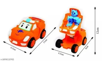 1 Pc - Pull Back Robot Car Toy - Push & Go Convert Robot Cars Toys For Kids Boys Girls Baby Babies Friction Powered Vehicle - Random Color - Image 11