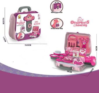 24 PCS Girls Fashion Beauty Salon Toys, Early Education Toys, Kids Makeup Kit, Dress Up Pretend Play with Toy Hairdryer, Comb, Portable Case, Premium Gifts for Toddler Girls (Cosmetic bag) - Image 4