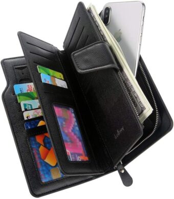 Baellerry Men's Leather 2nd Bag, Large Capacity, Coin Purse, Zip Around Wallet, 23 Card Slots, Luxury, Handle, Long Wallet, Gift Compatible - Black  - Image 9