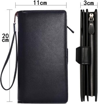 Baellerry Men's Leather 2nd Bag, Large Capacity, Coin Purse, Zip Around Wallet, 23 Card Slots, Luxury, Handle, Long Wallet, Gift Compatible - Black  - Image 7