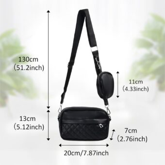 Stylish Girl's Convertible Crossbody Bag - Fashion Handbags for Ladies PU Leather Polyester Waterproof Shoulder Bags With Change Purse Trending Travel Crossbody Bag - 1 Pc, Black PU Leather - Image 11