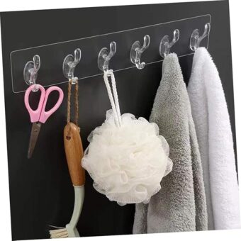 Set Of 05 pcs hooks self adhesive  | Transparent Sticky Hook | Wall Hook Self Adhesive Clothes Coat | Door Hanger Towel Key Holder Bathroom Kitchen Storage Sticker Hook - Image 3