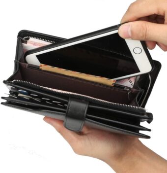 Baellerry Men's Leather 2nd Bag, Large Capacity, Coin Purse, Zip Around Wallet, 23 Card Slots, Luxury, Handle, Long Wallet, Gift Compatible - Black  - Image 4