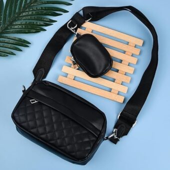 Stylish Girl's Convertible Crossbody Bag - Fashion Handbags for Ladies PU Leather Polyester Waterproof Shoulder Bags With Change Purse Trending Travel Crossbody Bag - 1 Pc, Black PU Leather - Image 13
