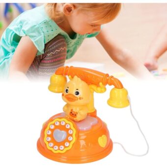 Corded Landline Duck Shape Telephone Toy with Lights & Music For Kids  - Image 7