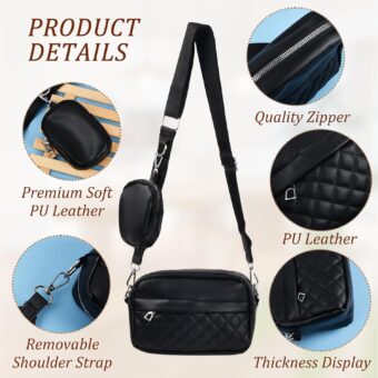 Stylish Girl's Convertible Crossbody Bag - Fashion Handbags for Ladies PU Leather Polyester Waterproof Shoulder Bags With Change Purse Trending Travel Crossbody Bag - 1 Pc, Black PU Leather - Image 10