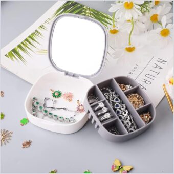 Small Jewellery Box, Jewellery Box, Portable Jewellery Box, Girls' Earrings, Cut Necklace Box, Can Be Placed in the Bag of the Bag at Home (Pink Or Silver Colors) (Random Colors) - Image 3