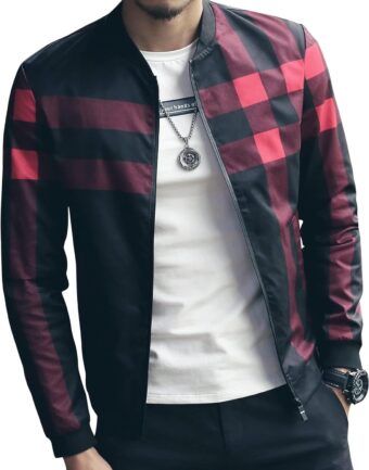 Men's Stylish Zipper Jacket with Contrast Checked Zipper | Jacket For Men's & Boys | Stylish Jacket For Formal & Casual Wear | Checked Design Jacket - Image 8