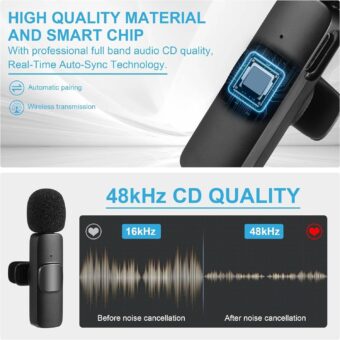 WIRELESS MIC K9 Dual Microphone Mic Plug & Play USB Type C Plug Wireless Lavalier Microphone - Image 3