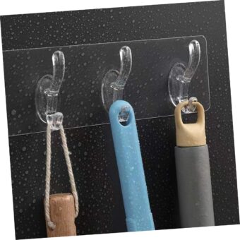 Set Of 05 pcs hooks self adhesive  | Transparent Sticky Hook | Wall Hook Self Adhesive Clothes Coat | Door Hanger Towel Key Holder Bathroom Kitchen Storage Sticker Hook - Image 5