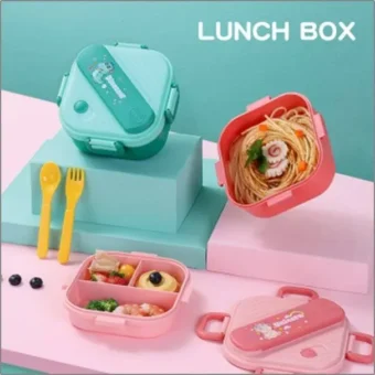 3 Grids Unicorn Lunch Box For Children Students Sandwich Fruit Food Storage Container Cartoon Kids Bento Box For School Camping - Random Color