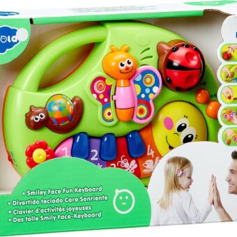 Smiley Piano For Baby - Baby Musical Keyboard Development Toys Newborn Interactive Early Education Piano Toy with Light Up and Music for 6 to 12 Months Infant & Toddler Boys and Girls - Random Color