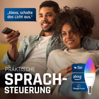 Energizer Smart LED Multicolor Dimmable WiFi Bulb, 5.5W, App Controllable, Home Bulb, with Alexa, Google and Siri, No Hub Required, Lamp Holder E14 - Image 3