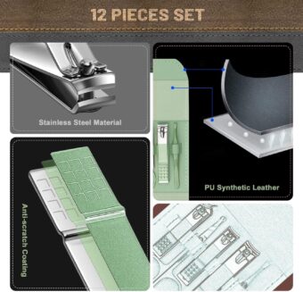 12 pcs Manicure Pedicure Kit - Care From Home - Best Quality Manicure Pedicure Kit (Random Color) - Image 2