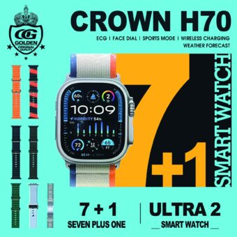 Crown H70 7 + 1 Ultra 2 | Crown H70 Ultra-2 Smart Watch - 7+1 Straps, Cover & Protector, Wireless Charging, Bluetooth Calling, All Features Included - Image 9