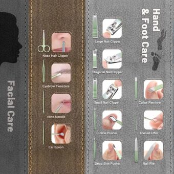 12 pcs Manicure Pedicure Kit - Care From Home - Best Quality Manicure Pedicure Kit (Random Color) - Image 3