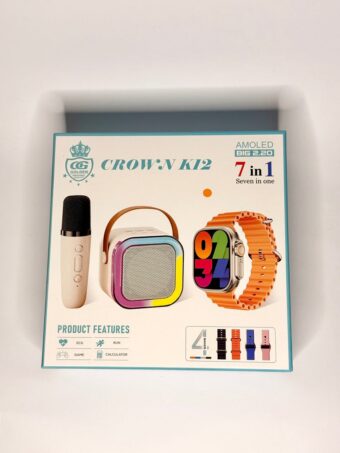 Crown K12 Watch & Speaker Set - Best Quality Speaker Set & Watch Set | Watch with Karaoke Speaker | Watch with 4 Multiple Random Color Straps - Image 5