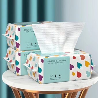 Disposable Face Towel – 70 Pcs Ultra Soft, Thickened Cotton Tissues | Lint-Free, Multi-Purpose Facial Dry Wipes for Skincare, Makeup Removal & Cleansing