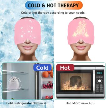 Headache Relief Hat for Migraine Relief, Tension, One Size Fits All Headache Cap with Reusable Ice Gel Pack for Puffy Eyes, Stress Relief - Image 5