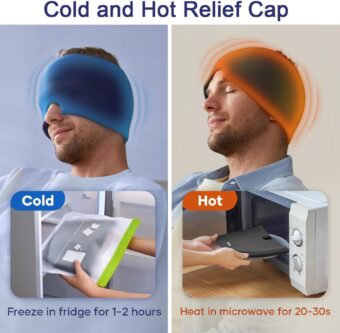 Headache Relief Hat for Migraine Relief, Tension, One Size Fits All Headache Cap with Reusable Ice Gel Pack for Puffy Eyes, Stress Relief - Image 7