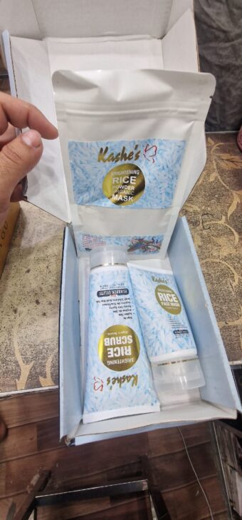 Kashe's Rice Extract Bright & Glow Kit | [Rice Face Wash + Rice Scrub + Rice Mask] - Image 2