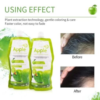 Apple Hair Color 96 Natural Black Cream [1000ML] [500ml + 500ml] | Vibrant Shine Best Choice - Image 3
