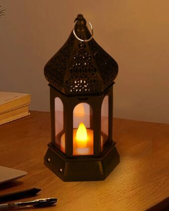 Antique Black candle lamp Atmosphere Decoration Creative Gift Hexagonal Wind Lamp Candle Lamp Led Wind Lamp Portable Small Horse Lamp - Image 2
