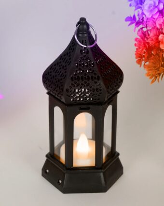 Antique Black candle lamp Atmosphere Decoration Creative Gift Hexagonal Wind Lamp Candle Lamp Led Wind Lamp Portable Small Horse Lamp - Image 3