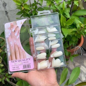 Nail Tips 100 Pcs / Transparent & Natural Color Artificial Nails | Premium Quality Long-Lasting DIY False Nails for Elegant - Image 2