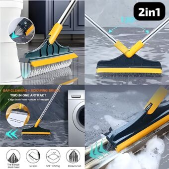 2 in 1 Floor Cleaning Brush Bathroom Tile Windows Floor Cleaning Brush with 120° Rotatable Head - Multipurpose Bathroom Floor Cleaning Brush - Floor Brush Scrubber - Without Box