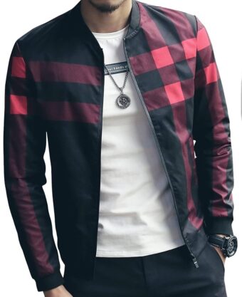 Men's Stylish Zipper Jacket with Contrast Checked Zipper | Jacket For Men's & Boys | Stylish Jacket For Formal & Casual Wear | Checked Design Jacket - Image 9