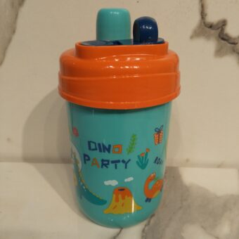 Dino Party Water Bottle for Kids – Cute Dinosaur-Themed Leak-Proof Drink Bottle with Straw Lid | BPA-Free, Durable & Reusable Water Bottle for School, Travel, and Birthday Party Favors - Random Color - Image 2