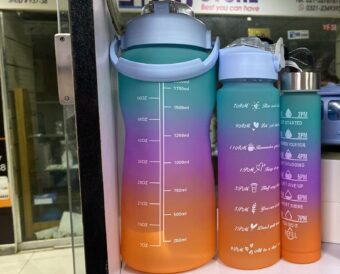 Sports Water Bottles 3 Pcs Set with Motivational Time Marker & Leak Proof  (Copy)