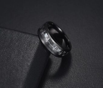 Pack Of 2 Unique heartbeat design charm Ring steenles Steel  band rings For Unisex
