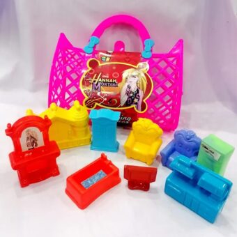 Shopping Bag With Home Furniture Toys For Kids - 10 PCS (Age: 3 Year Plus)