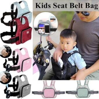 Kids SEAT Belt Bag / Children Motorcycle Strap | Breathable Baby Fall Protection Safety Strap | Adjustable Safety  (Random Color)