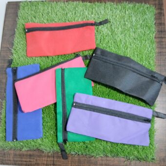 Pack Of 06 Portable Cloth Mini Pouch Zipper For Kids | Pencil Box | Cloth Pencil Box For Kids - Pouch ( Random Color ) - Image 7