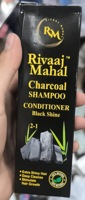 Rivaaj Mahal Charcoal Shampoo + Conditioner – Black Shine Formula for Deep Clean & Smooth Finish 200ml - Image 2