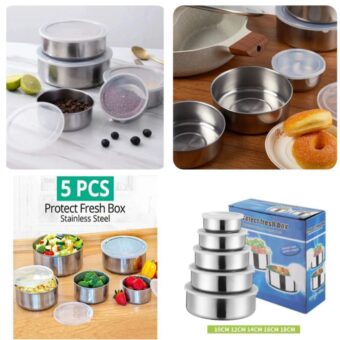 Stainless Steel Bowl Set of 5 – Food-Grade, Rust-Resistant Mixing and Serving Bowls