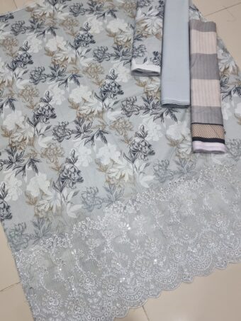 ✨ HANIYA  ✨ 3 Piece  Digital Printed DORIYA Shirt With Front Shifli Boring Daman ChickenKari/Unstitched Suit New Collection For Womens - Image 2
