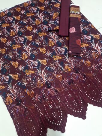 ✨ HANIYA  ✨ 3 Piece  Digital Printed DORIYA Shirt With Front Shifli Boring Daman ChickenKari/Unstitched Suit New Collection For Womens - Image 2