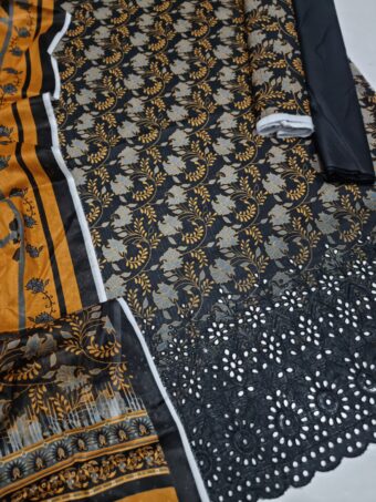 ✨ HANIYA  ✨ 3 Piece  Digital Printed DORIYA Shirt With Front Shifli Boring Daman ChickenKari/Unstitched Suit New Collection For Womens - Image 2