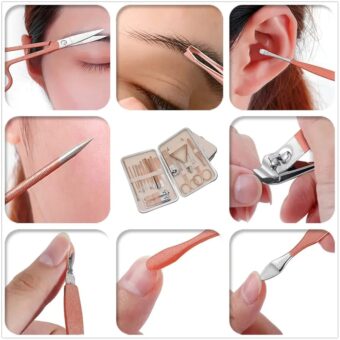 Manicure Set,18 In 1 Professional Women Grooming kit, Pedicure Kit, Nail Clippers and Beauty Tool Portable Set, Rose Gold Stainless Steel Manicure Set with Luxurious Travel Case(Rose Gold) (18pcs) - Image 4